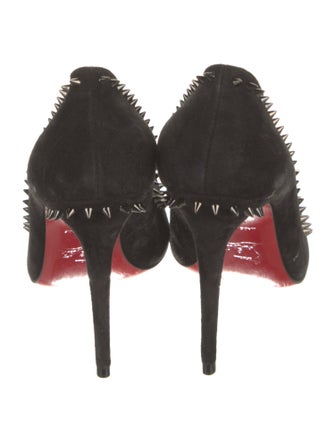 Christian Louboutin Spike Accents Suede Pumps