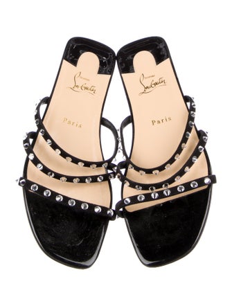Christian Louboutin Spike Accents Suede Slides