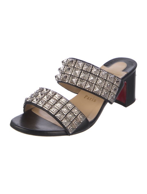 Christian Louboutin Rockstud Accents Leather Slides