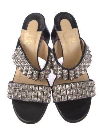 Christian Louboutin Rockstud Accents Leather Slides
