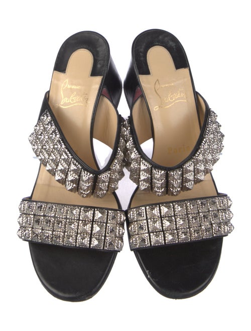 Christian Louboutin Rockstud Accents Leather Slides