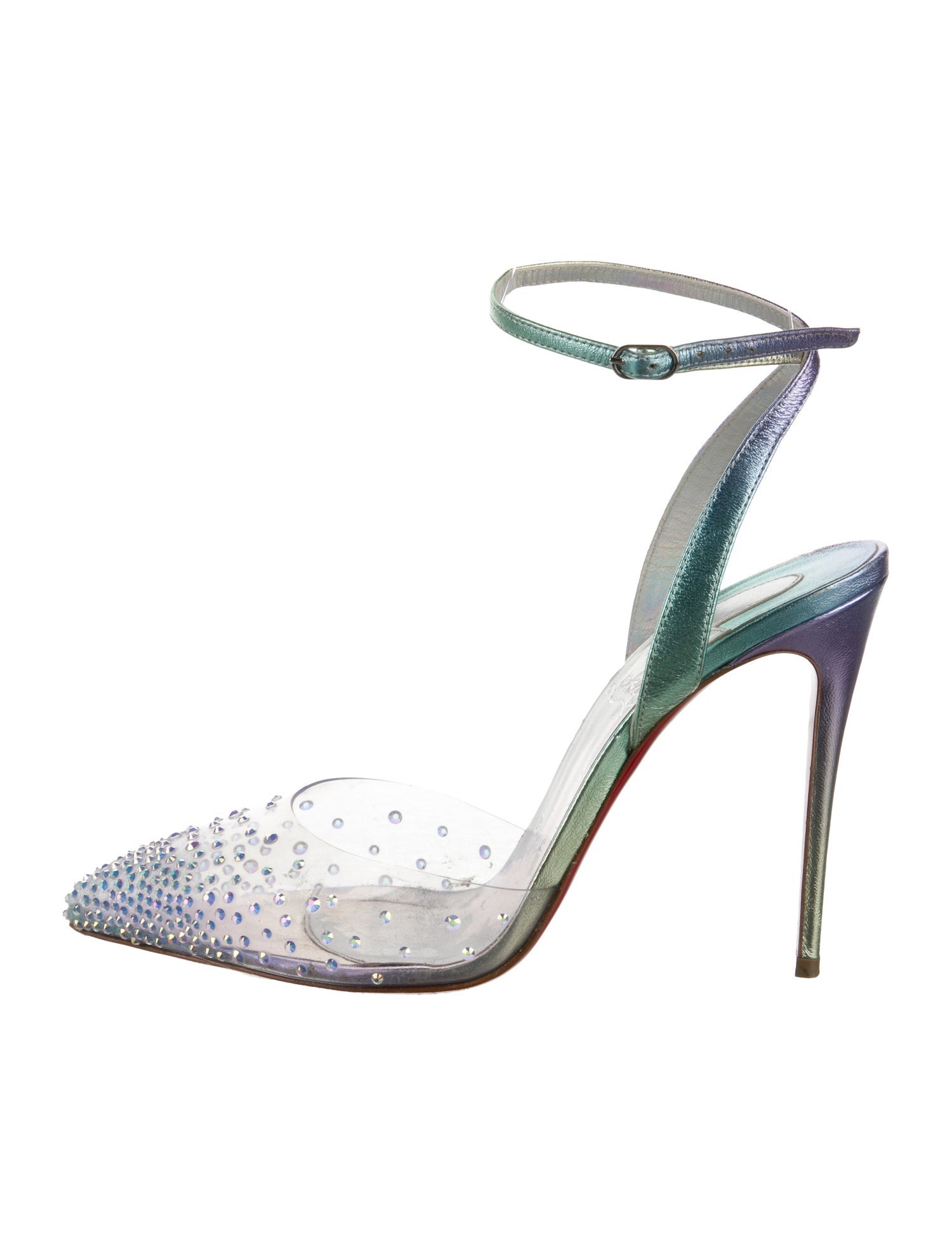 Christian Louboutin Strass Spikaqueen 100 PVC Slingback Pumps