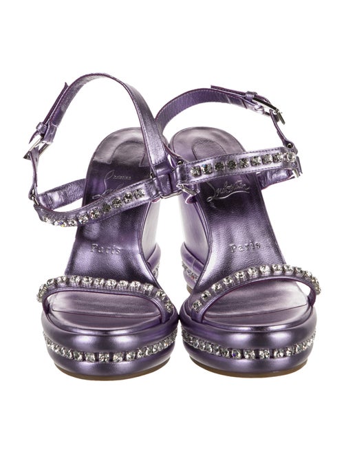 Christian Louboutin Leather Crystal Embellishments Slingback Sandals