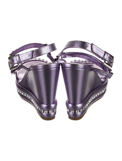 Christian Louboutin Leather Crystal Embellishments Slingback Sandals