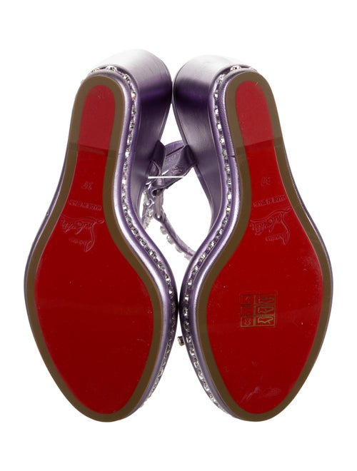 Christian Louboutin Leather Crystal Embellishments Slingback Sandals