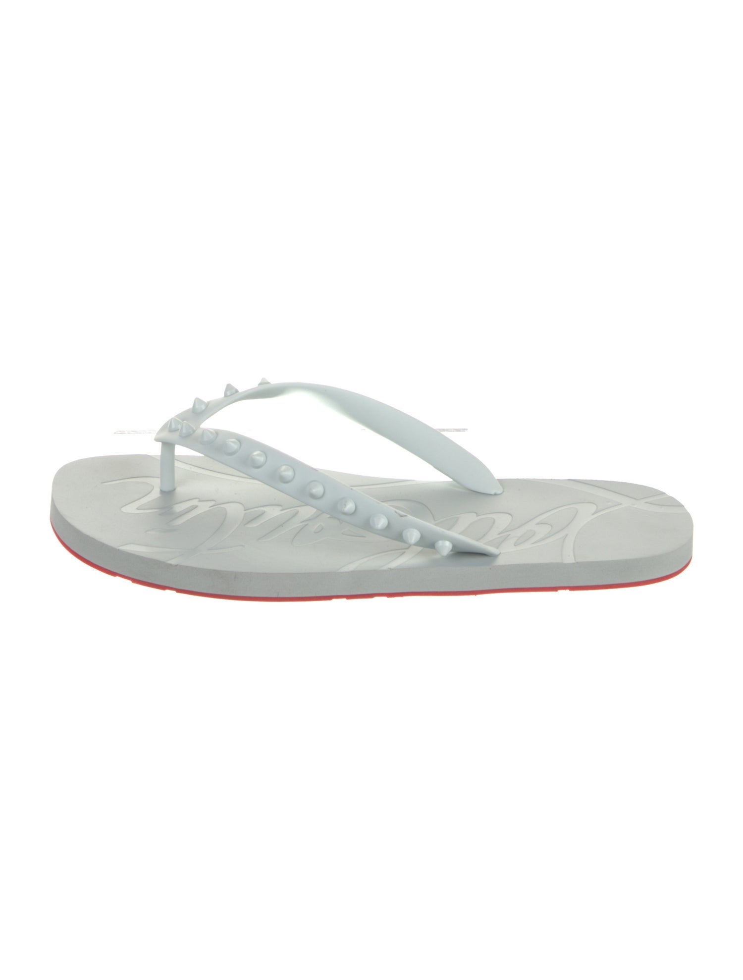 Christian Louboutin Spike Accents Rubber Flip Flops