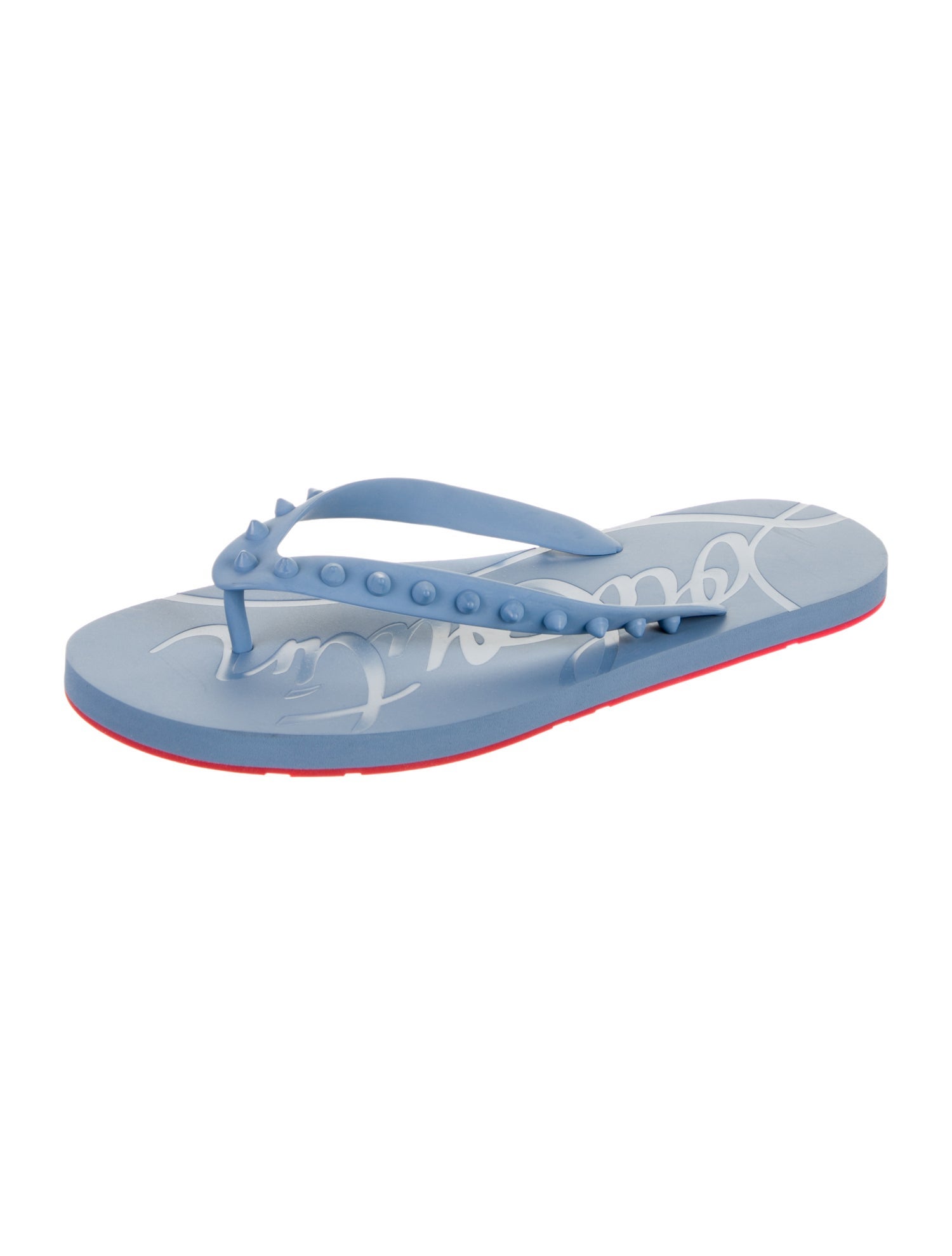 Christian Louboutin Spike Accents Rubber Flip Flops