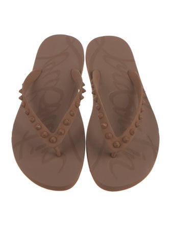Christian Louboutin Spike Accents Rubber Flip Flops