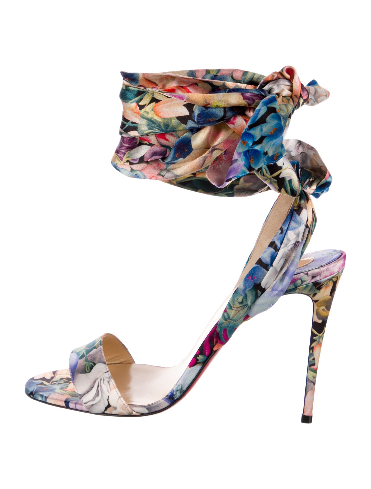 Christian Louboutin Satin Floral Print Sandals