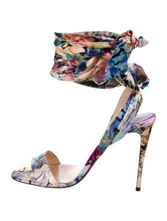 Christian Louboutin Satin Floral Print Sandals