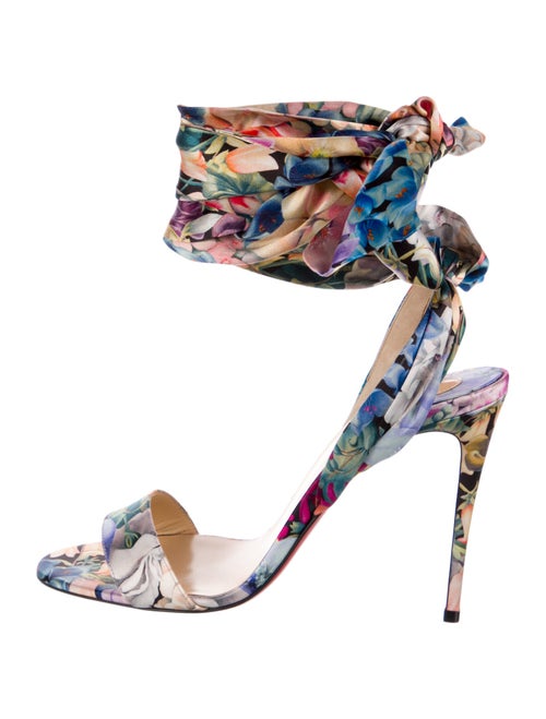 Christian Louboutin Satin Floral Print Sandals