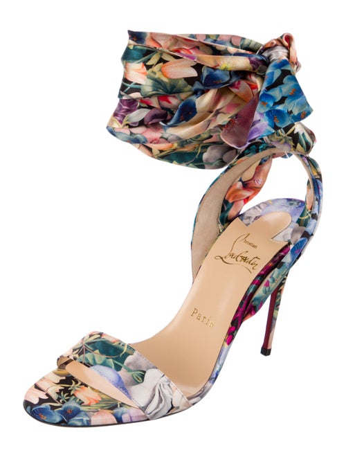 Christian Louboutin Satin Floral Print Sandals