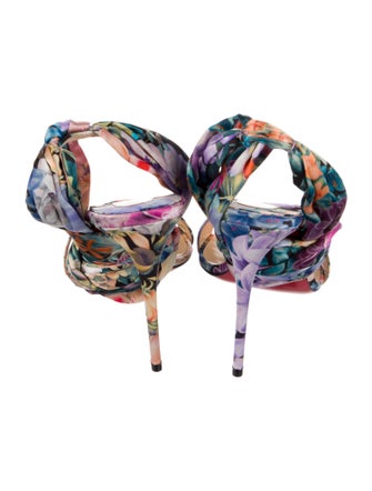 Christian Louboutin Satin Floral Print Sandals
