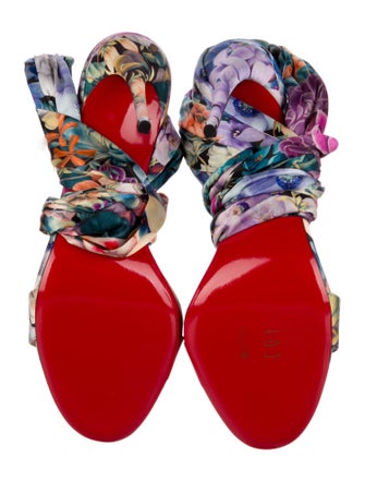 Christian Louboutin Satin Floral Print Sandals