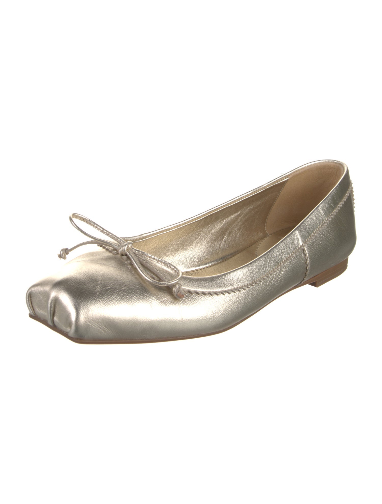 Christian Louboutin Leather Bow Accents Ballet Flats