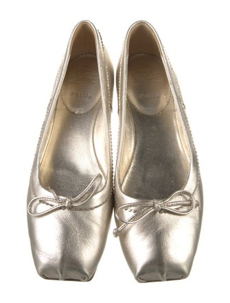Christian Louboutin Leather Bow Accents Ballet Flats