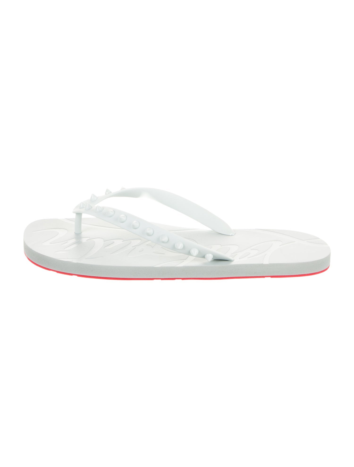 Christian Louboutin Spike Accents Rubber Flip Flops
