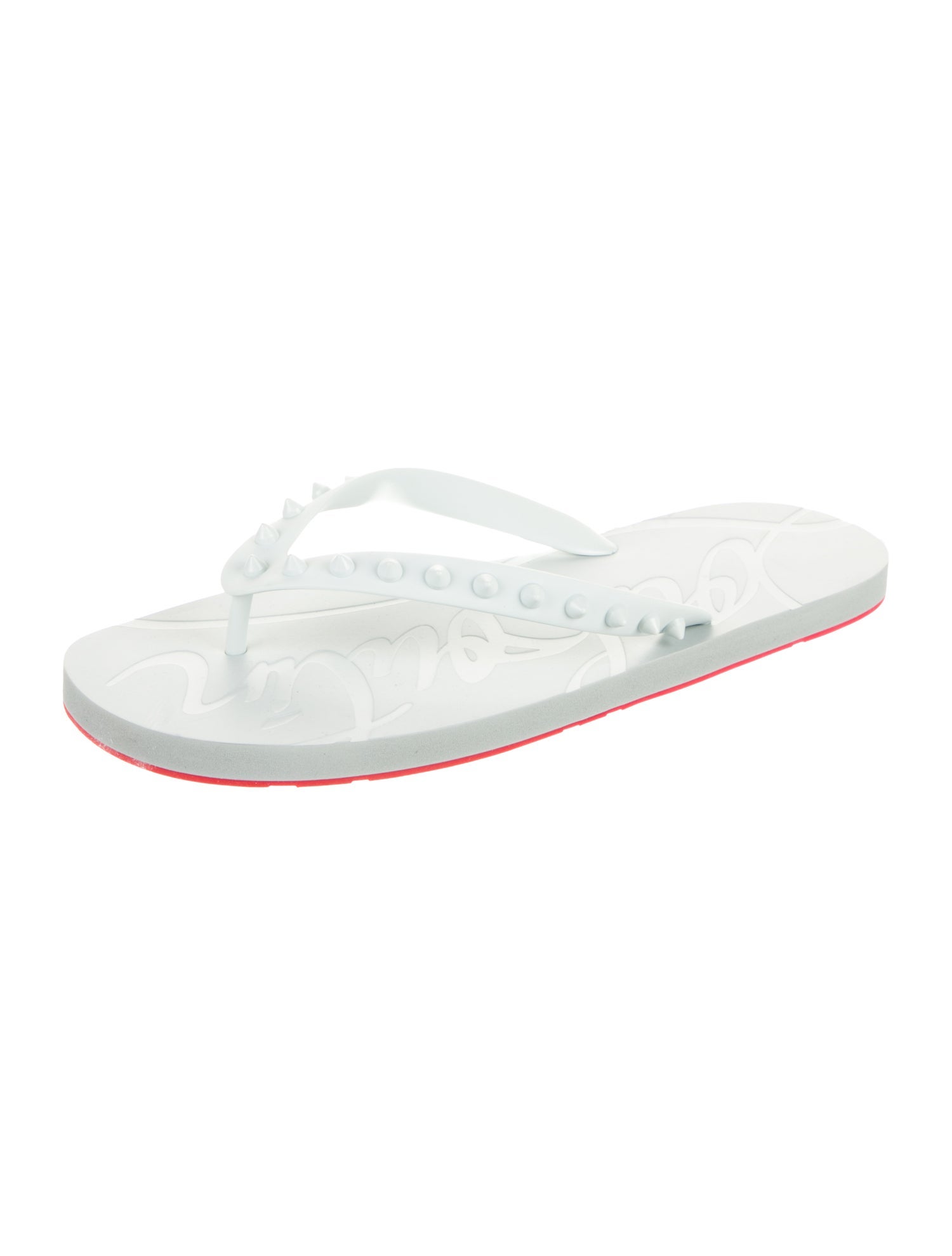 Christian Louboutin Spike Accents Rubber Flip Flops
