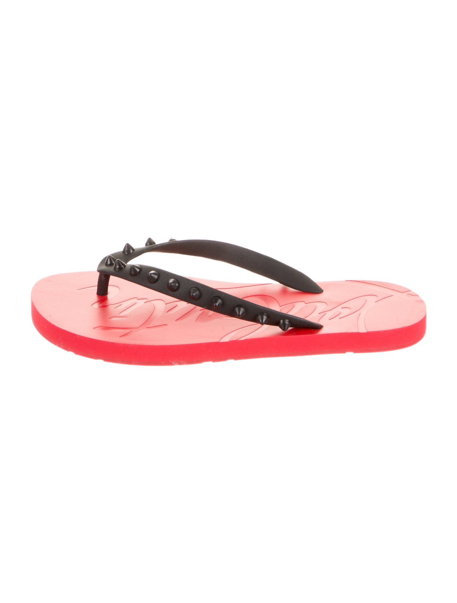 Christian Louboutin Spike Accents Rubber Flip Flops