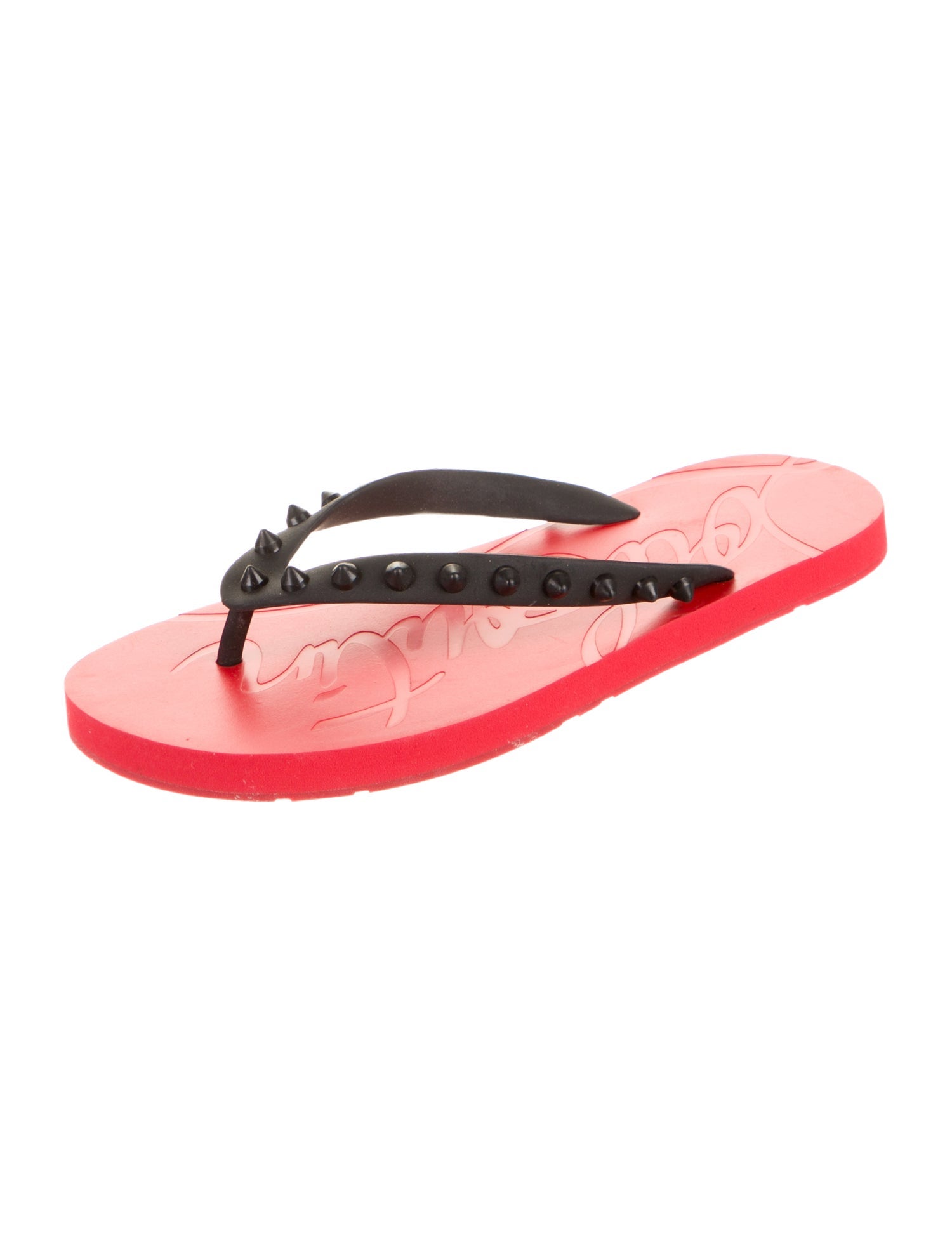 Christian Louboutin Spike Accents Rubber Flip Flops