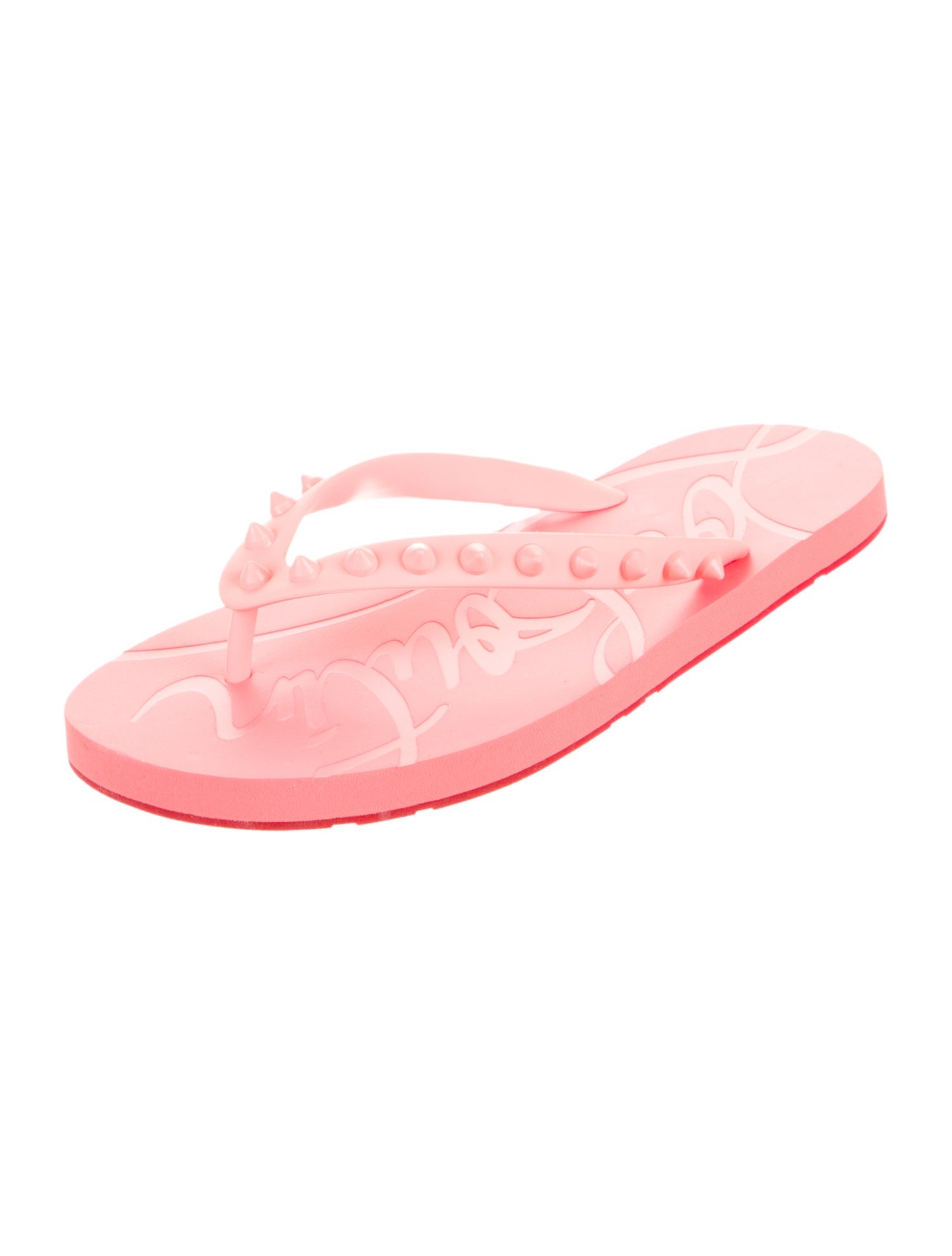 Christian Louboutin Spike Accents Rubber Flip Flops
