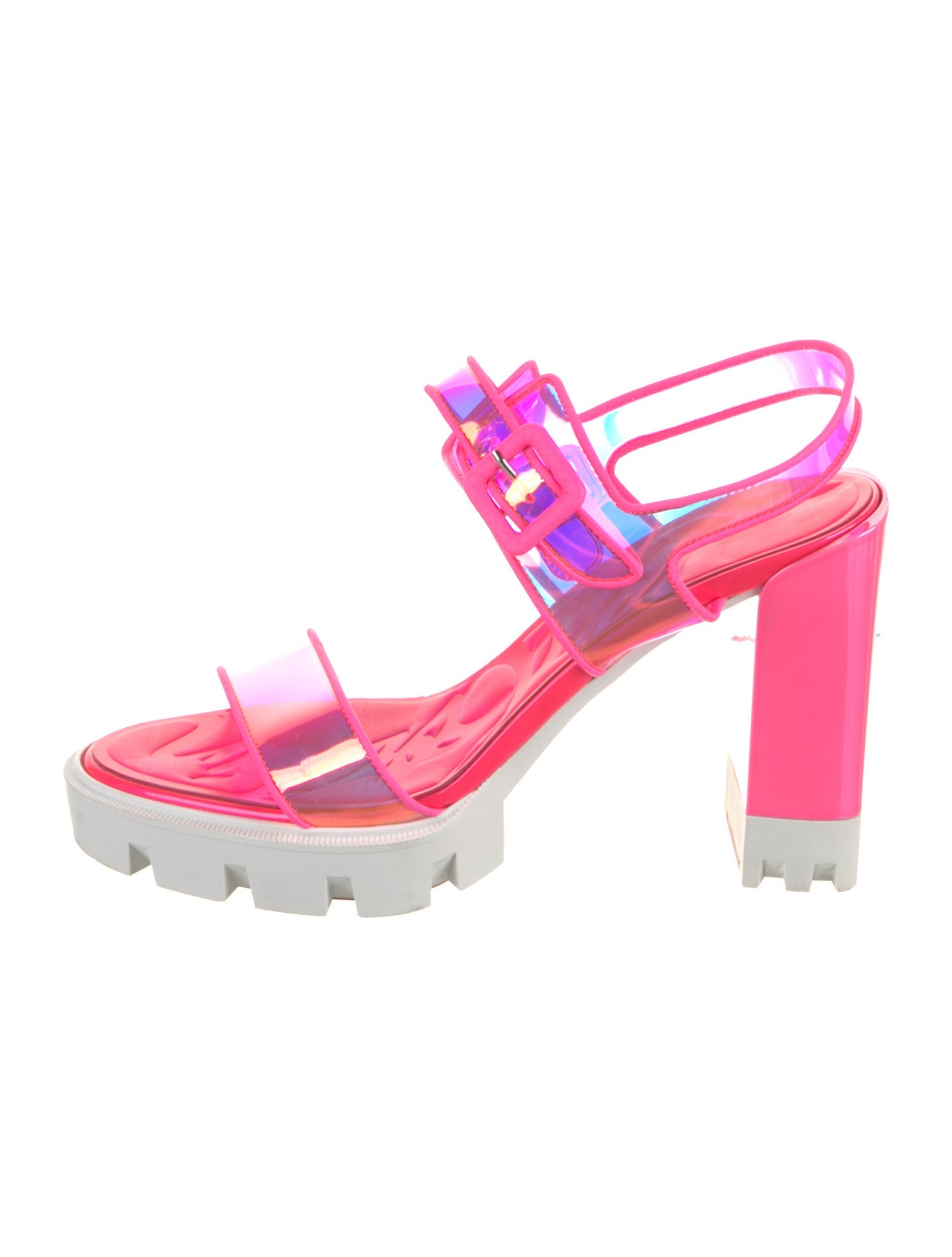 Christian Louboutin PVC Colorblock Pattern Slingback Sandals