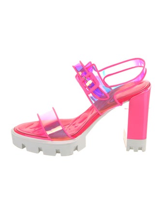 Christian Louboutin PVC Colorblock Pattern Slingback Sandals