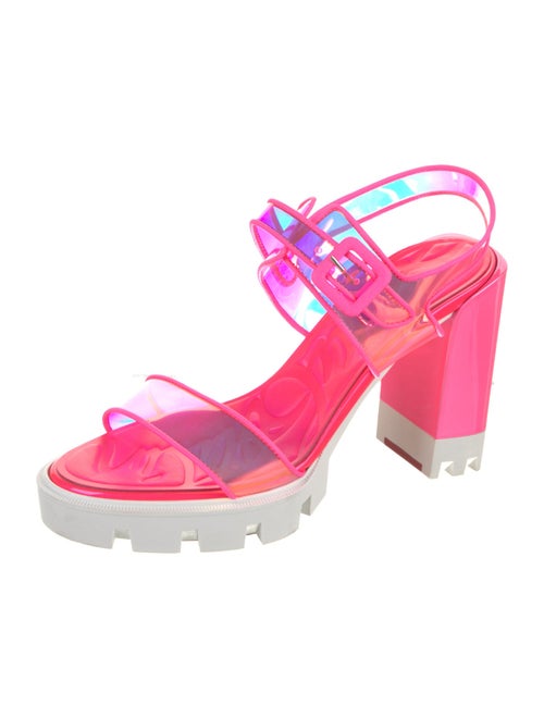 Christian Louboutin PVC Colorblock Pattern Slingback Sandals