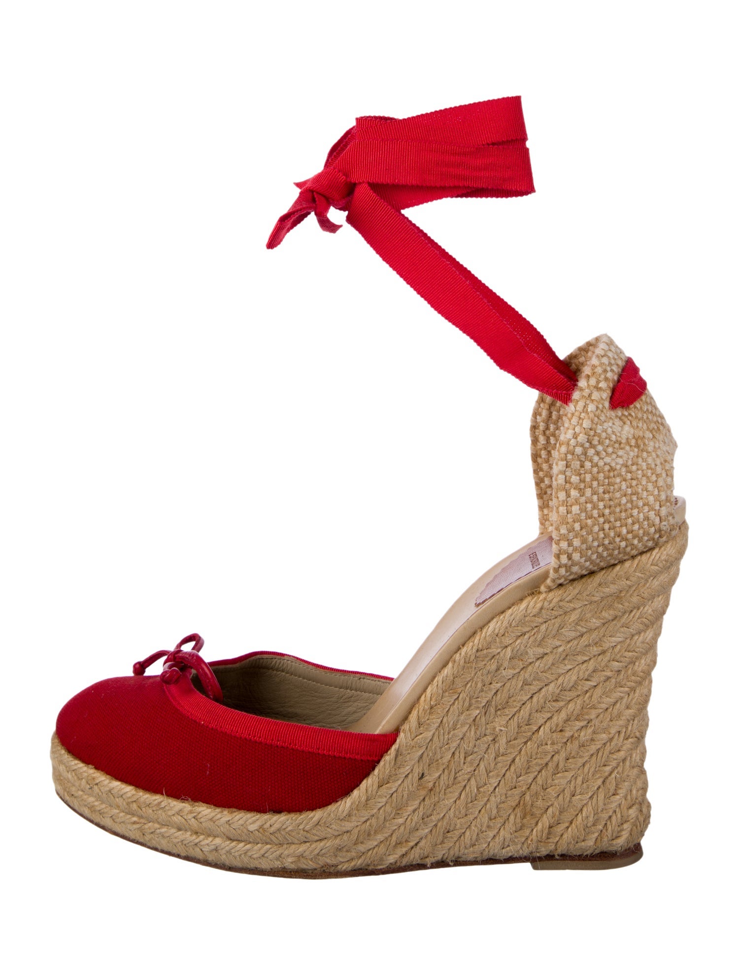 Christian Louboutin Canvas Colorblock Pattern D'Orsay Pumps