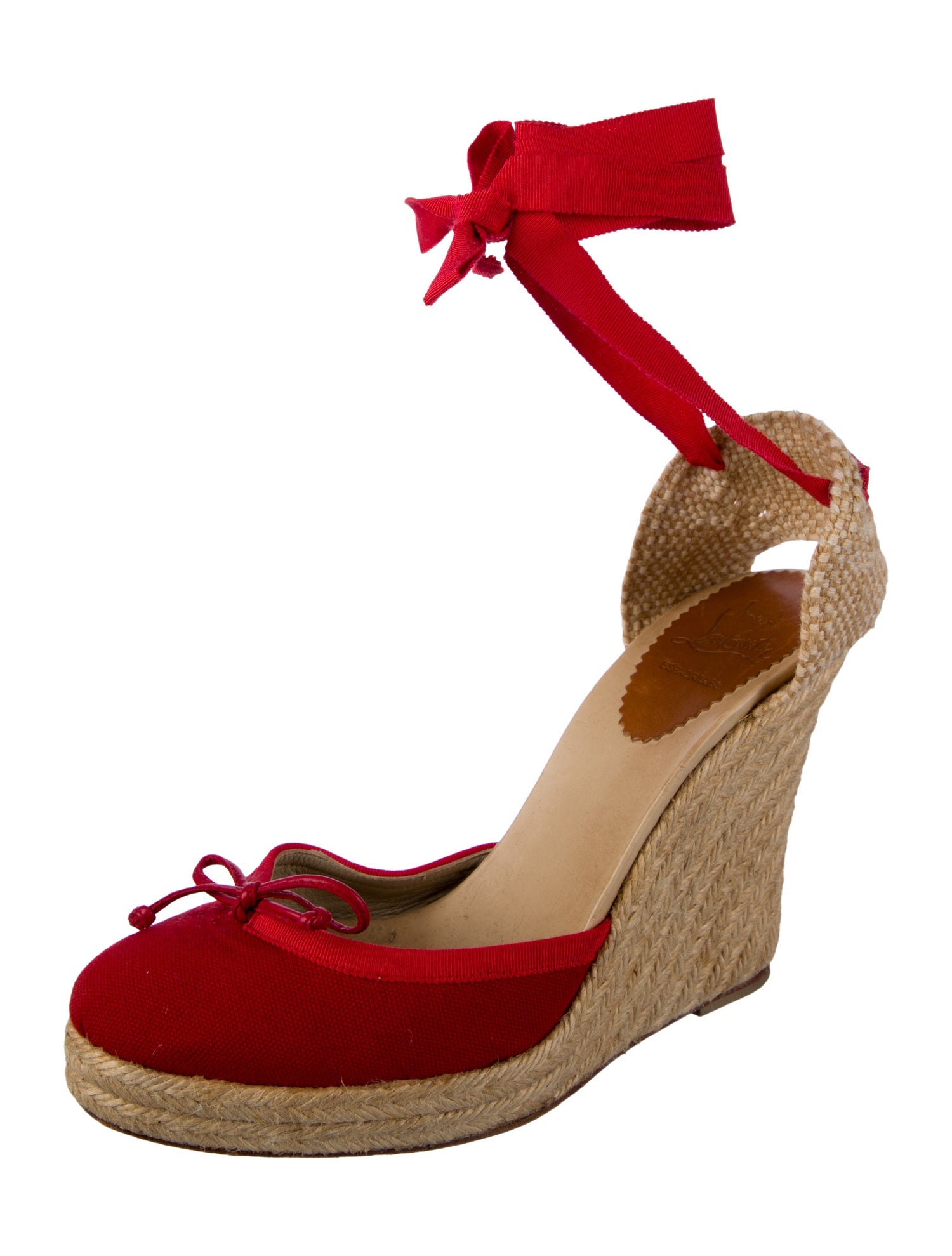 Christian Louboutin Canvas Colorblock Pattern D'Orsay Pumps