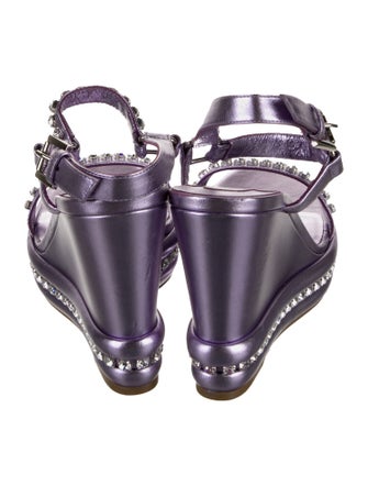 Christian Louboutin Leather Crystal Embellishments Slingback Sandals