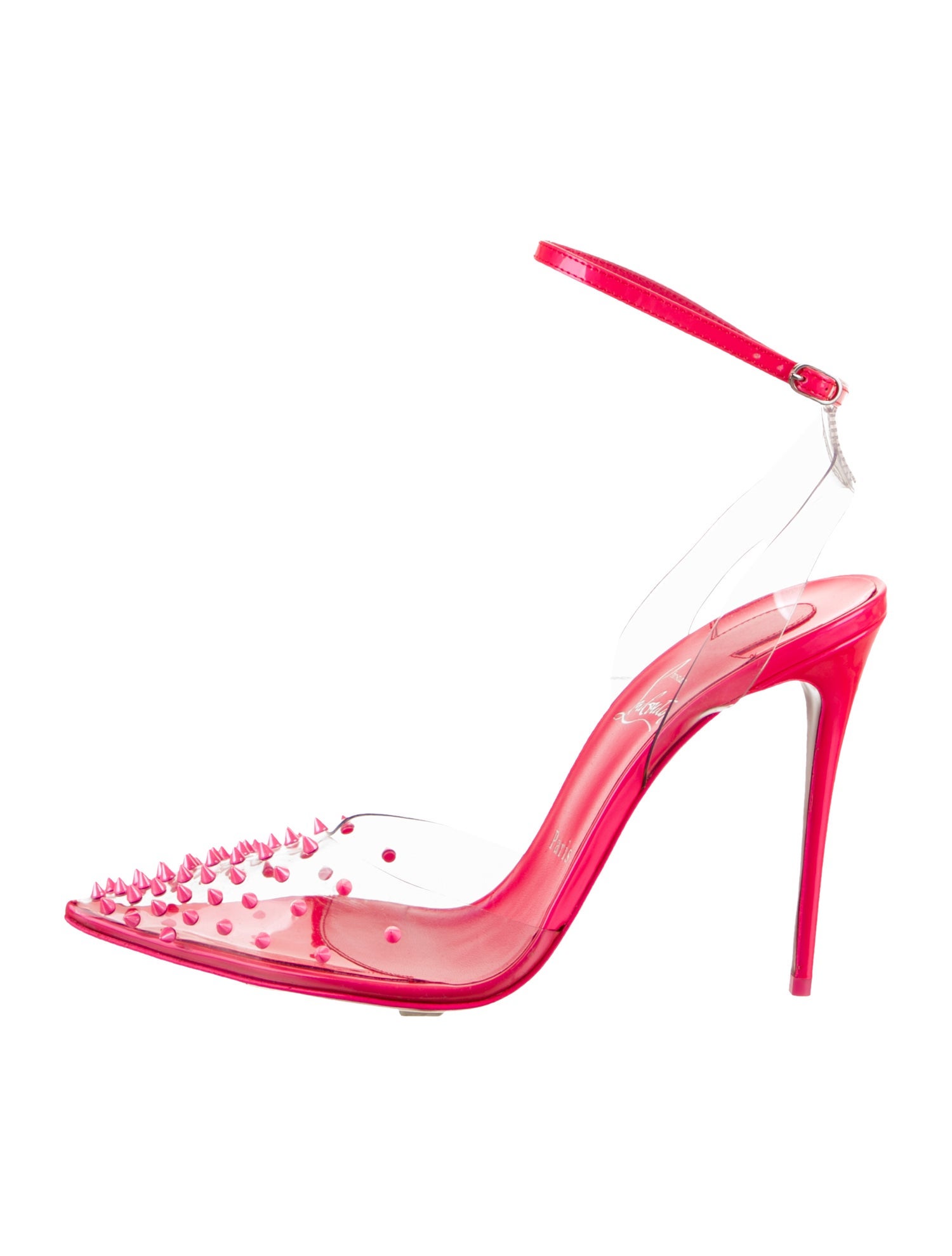 Christian Louboutin Spike Accents PVC Slingback Pumps