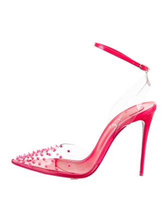 Christian Louboutin Spike Accents PVC Slingback Pumps