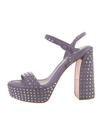 Christian Louboutin Suede Crystal Embellishments Slingback Sandals