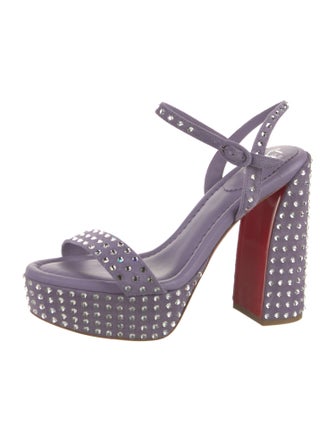 Christian Louboutin Suede Crystal Embellishments Slingback Sandals