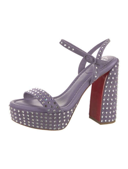 Christian Louboutin Suede Crystal Embellishments Slingback Sandals