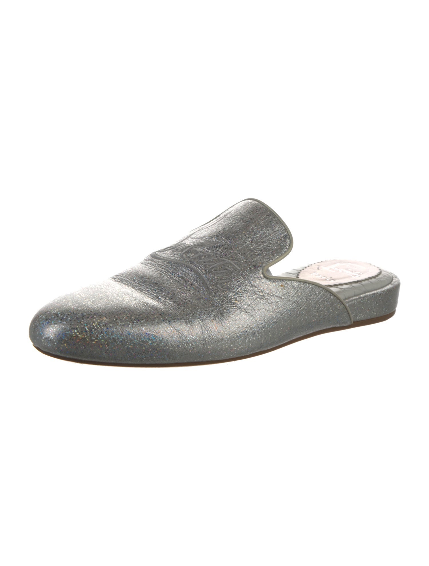 Christian Louboutin Leather Embroidered Accent Mules