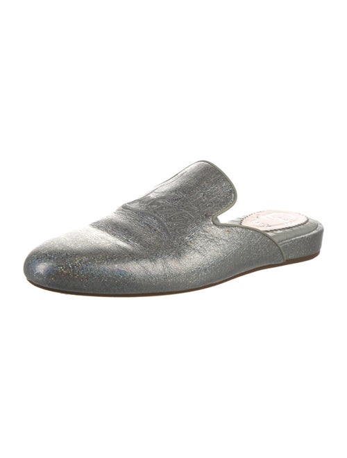 Christian Louboutin Leather Embroidered Accent Mules