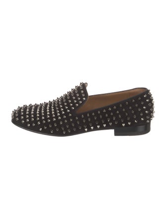 Christian Louboutin Spike Accents Suede Loafers
