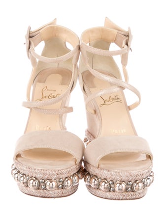 Christian Louboutin Suede Studded Accents Espadrilles