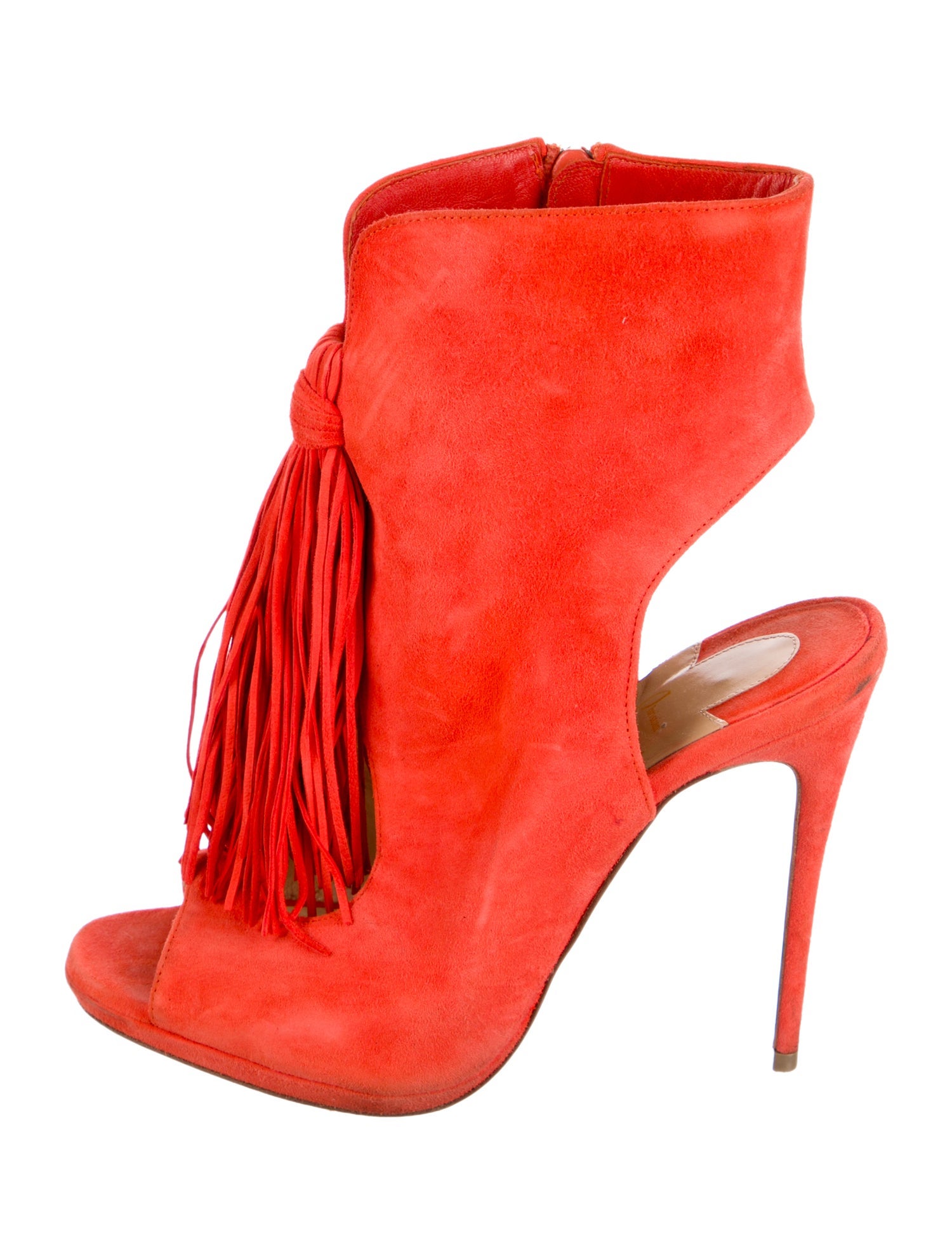 Christian Louboutin Suede Fringe Trim Accent Boots