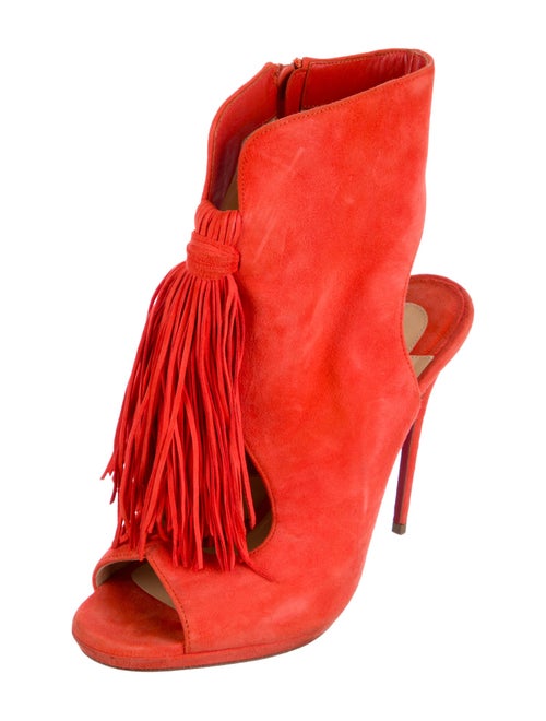 Christian Louboutin Suede Fringe Trim Accent Boots