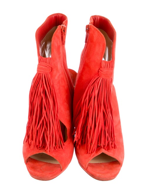 Christian Louboutin Suede Fringe Trim Accent Boots