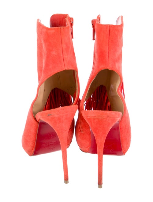 Christian Louboutin Suede Fringe Trim Accent Boots