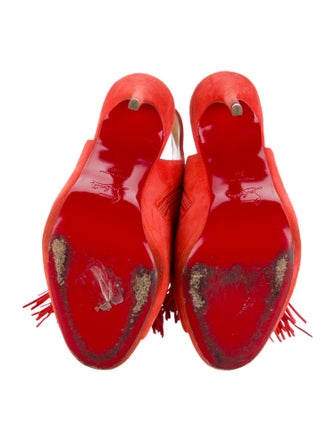 Christian Louboutin Suede Fringe Trim Accent Boots