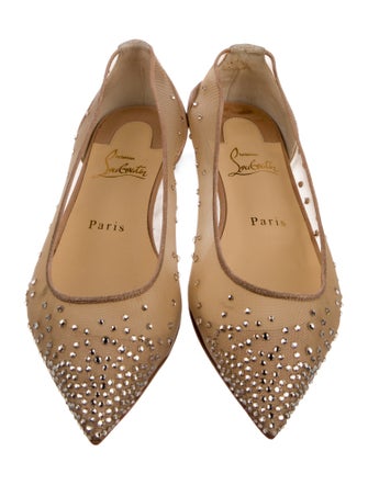 Christian Louboutin Mesh Crystal Embellishments Ballet Flats
