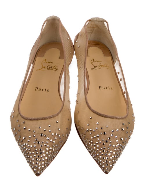 Christian Louboutin Mesh Crystal Embellishments Ballet Flats