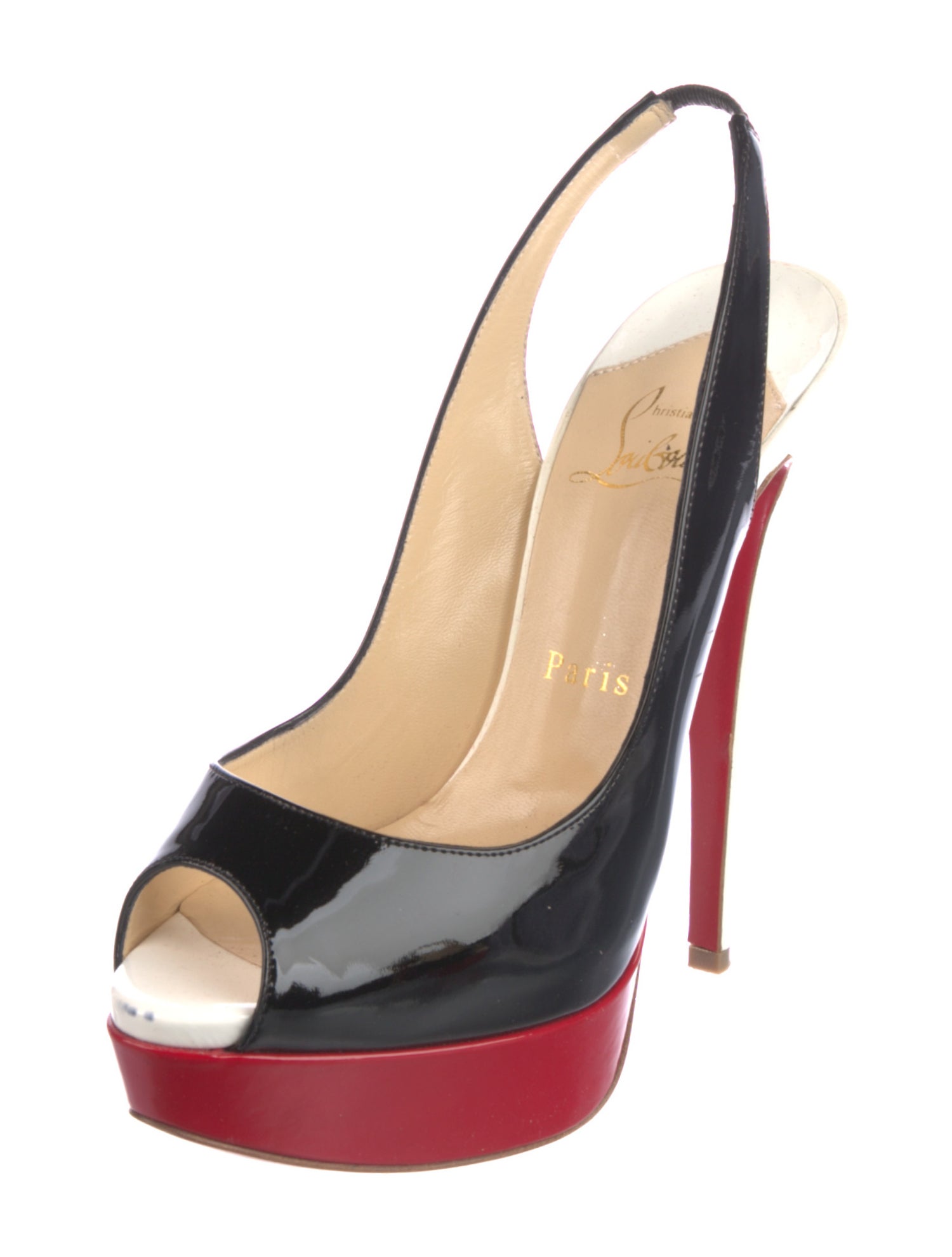 Christian Louboutin Patent Leather Slingback Pumps