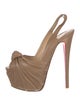 Christian Louboutin Leather Pleated Accents Slingback Sandals