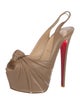 Christian Louboutin Leather Pleated Accents Slingback Sandals